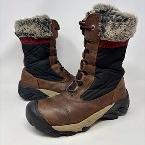 Keen Hoodoo III Brown Leather Waterproof Lace Up Zip Mid Boots 200g Insulation